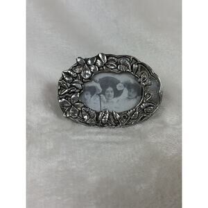 Silver Scenes Mini Photo Frame Floral Butterfly Vintage Made in Wales UK 7 cms